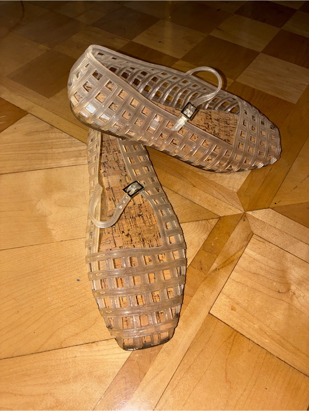 Women's Clear Cage Flat Sandals - Nude